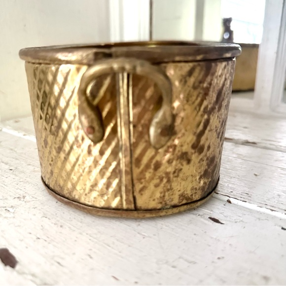 Hammered Brass Long Planter Vintage Style 13”x5” Made in India Bohemian Boho - Picture 3 of 9